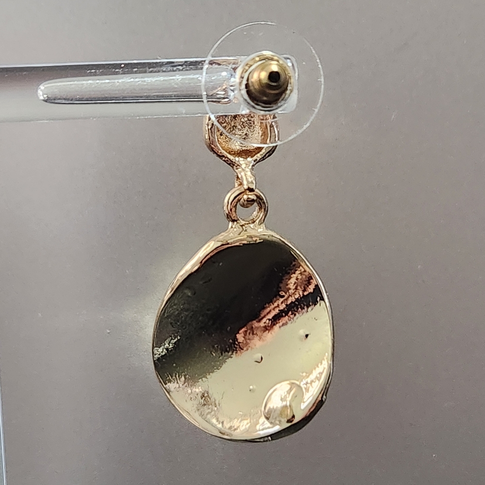 Gold Textured Drop Stud Earrings - Picture 5 of 6